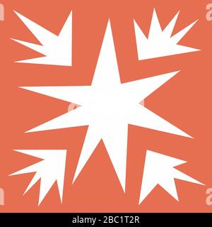 Starriger moderner quadratischer Fliese, Geometrieformen in warmem Ton. Unregelmäßige Formen auf hellorangefarbenem Hintergrund. Scharfe unregelmäßige große Elemente. Moderner Stil. Linie Stock Vektor