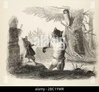 Grandville - Fables de La Fontaine - 08-22 . Le Chat et le Rat. Stockfoto