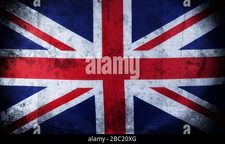 Old Grunge Closeup Image of UK, British Flag, Union Jack Stockfoto