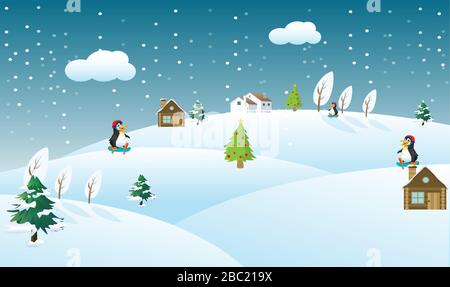 Wildtiere sind im Winterschnee Stock Vektor