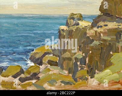 Granville Redmond - Rocky Cliffs, Catalina Island. Stockfoto