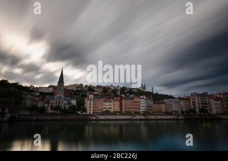 Sonnenuntergang in Lyon, Frankreich. Stockfoto