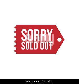 Rotes ausverkauftes Tag-Symbol, Einkaufsmeldungszeichen, Vektorbild Stock Vektor