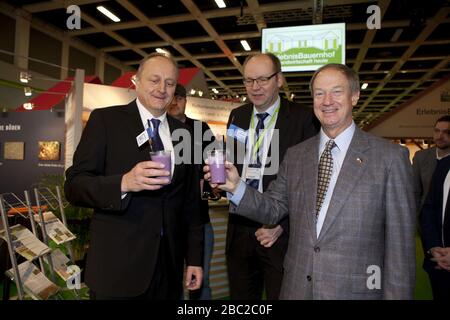 Grüne Woche 2015 Botschafter Emerson mit Joachim Rukwied und Bernhard Krüsken vom Deutschen Bauernverband (15720715473). Stockfoto