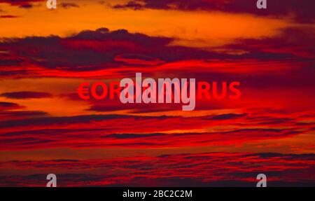 Ein Konzept für die finanziellen Auswirkungen des Coronavirus-Ausbruchs mit einem Euro-Symbol. Stockfoto