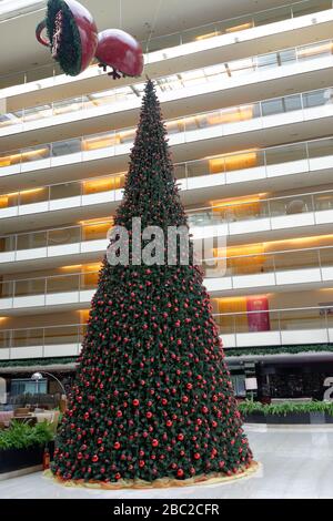 Weihnachtsbaum im Atrium des Hilton Hotels, Buenos Aires, Argentinien Stockfoto