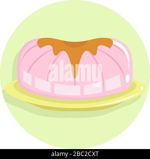 Pink Jelly mit Peanut Butter Topping einfache farbenfrohe Flat Illustration Stock Vektor