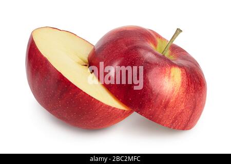 Roter apfel isoliert auf weißem Hintergrund mit Beschneidungspfad und voller Schärfentiefe. Stockfoto