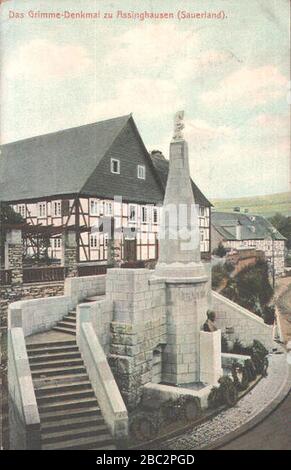 Grimme-Denkmal zu Assinghausen um das Jahr 1910. Stockfoto