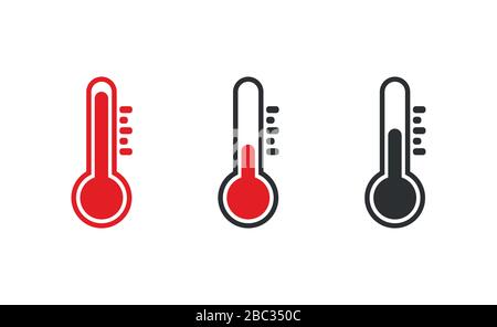 Cartoon flaches Thermometer - Symbolform. Symbol für das Logo des Heißtemperaturmessers. Fever Temp Gesundheitszeichen. Vektorgrafik-Bild. Isoliert auf weißem Hintergrund. Medizinische eps 10 Stock Vektor