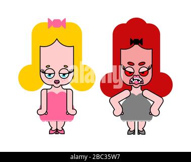 Süße und wütende kleine Cartoon isoliert. Girlie Vector Illustration Stock Vektor