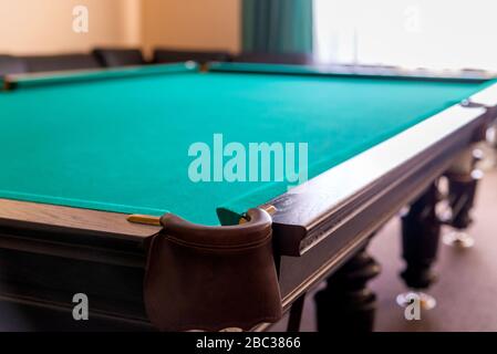 Pit of Corner Table Snooker. Loch auf Billardtisch. Stockfoto