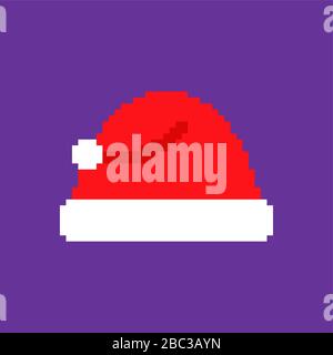 Santa hat Pixel Art. Rote Kappe 8 Bit. Xmas Pixelate Vektorgrafiken Stock Vektor