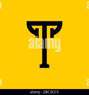 T Buchstabe alte russische Schrift. Nationales Folk-Alphabet Russland. ABC-Zeichen im Retro. Vektorgrafiken Stock Vektor