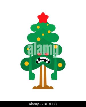 Verärgerter Weihnachtsbaum. Verrückte Weihnachten und Neujahrs-Vektorgrafiken Stock Vektor