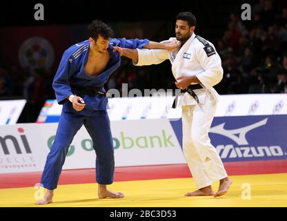 Paris, Frankreich - 9. Februar 2020: Sagi Muki für Israel gegen Christian Parlati für Italien, Männer -81 kg, Runde vier (Credit: Mickael Chavet) Stockfoto