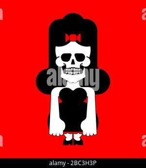 Schädel des Mädchens isoliert. Weibliche Skelettkopfdarstellung Stock Vektor