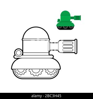 Farbband für den Tank. Cartoon war Maschine Spielzeugstil Stock Vektor