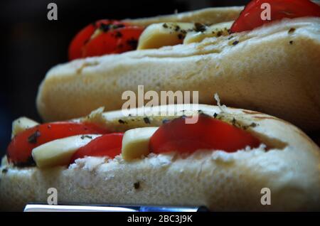 frische italienische Panini-Gerichte aus nächster Nähe Stockfoto