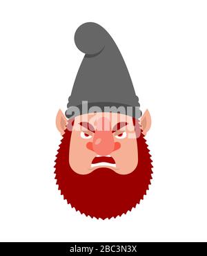 Garden Gnome wütende Emoji. Zwerg böse Emotionen Avatar. Aggressive Vektor-Illustration Stock Vektor