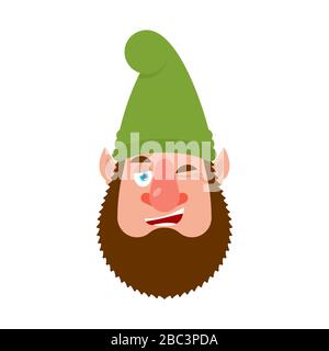 Garten Gnome Winks. Zwerg Happy Emoji. Vektorgrafiken Stock Vektor