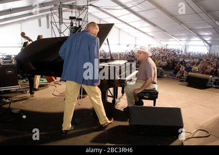 Ellis Marsalis, legendäre und Bebop- und Jazzpianistin. Mit Sohn Delfeayo. Stockfoto