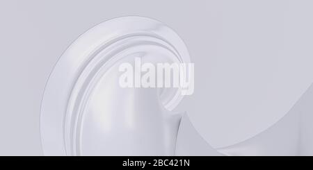 Weisses futuristisches, kurviges Torus-Objekt auf weißem Hintergrund 3D-Rendering-Illustration Stockfoto