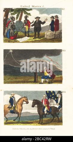 William Penn machte 1682 einen Vertrag mit den Lenape Native Americans 82, Benjamin Franklin zog in einem Gewitter Strom aus dem Himmel 83 und General George Washington, der nach Philadelphia kam, um 1789 Präsident zu werden 84. Stockfoto