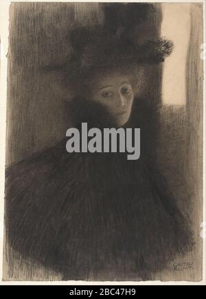 Gustav Klimt - Porträt einer Dame mit Cape und Hut, 1897-1898 Stockfoto