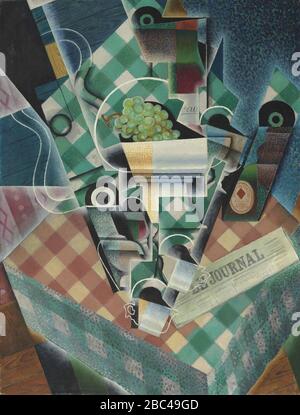 Juan Gris - Nature morte à la nappe à carreaux. Stockfoto