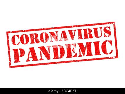 CORONAVIRUS PANDEMIC roter Gummistempel über weißem Hintergrund. Stockfoto