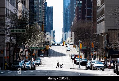Leere Straßen Soziale Distanzierung In New York City Stockfoto