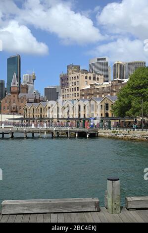 Sydney Hafen Richtung Campbells Cove und The Rocks, AUS Stockfoto