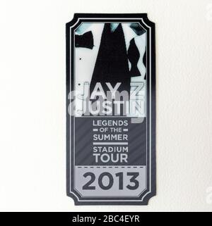 Jay Z und Justin Timberlake 2013 Legends of the Summer Stadium Tour VIP-Ticket Stockfoto