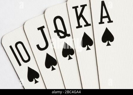 Eine Royal Flush Card Hand Stockfoto