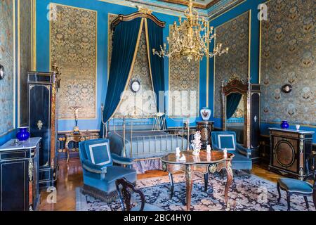 Prunkvoller Innenraum auf Schloss Chapultepec, heute Nationalmuseum für Geschichte in Mexiko-Stadt, einst Heimat von Kaiser Maximilian I. und mexikanischen Präsidenten. Stockfoto