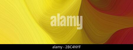 Abstraktes modernes horizontales Banner mit lebhaften Orange-, Pastellorange- und Schokoladenfarben. Dynamische geschwungene Linien mit fließenden Wellen und cu Stockfoto