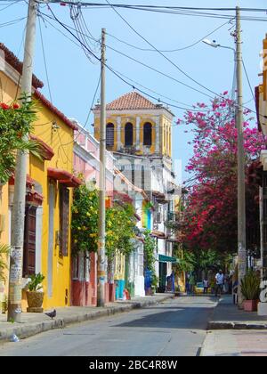 Straßen der alten Nachbarschaft von Getsemani cartagena kolumbien Stockfoto