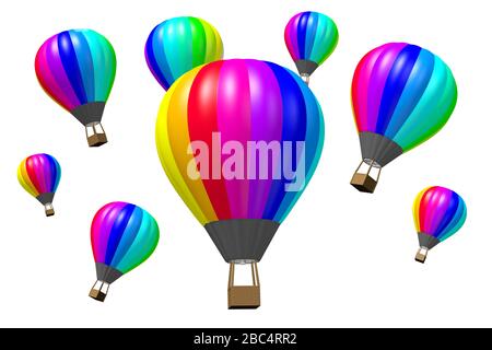 3D-Heißluftballons - Reisekonzept Stockfoto