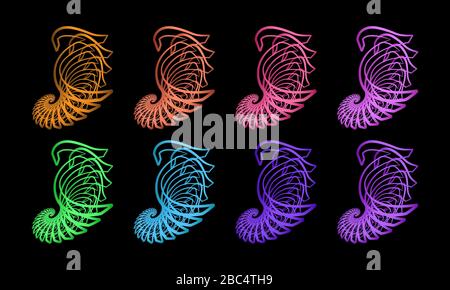 Acht Arten islamischer abstrakter Designs mit acht verschiedenen Farben. Dieses Design kann als Hintergrund oder Zierde für Banner, Vorlagen, Greet verwendet werden Stockfoto