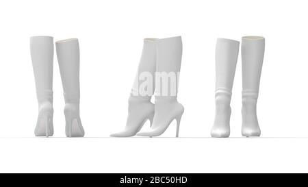 3D-Rendering von Stiefeln Leder High Heels Damenschuhe isoliert Stockfoto