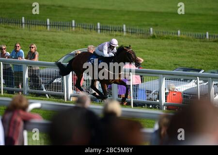 Jockey Rosie Jessop auf Colinca's LAD auf dem Weg zum Gewinn des Handicap "Download Epsom's Android" oder "iPhone App" Stockfoto