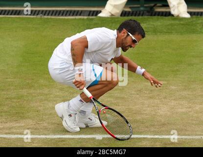 Serbiens Janko Tipsarevic in Aktion mit US-Amerikaner Ryan Sweeting Stockfoto