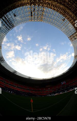 Blick auf die Donbass Arena, Heimstadion von Shakhtar Donezk Stockfoto