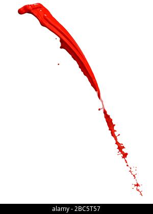 Grandioses rotes Farbenspritzen isoliert auf weißem Hintergrund Stockfoto