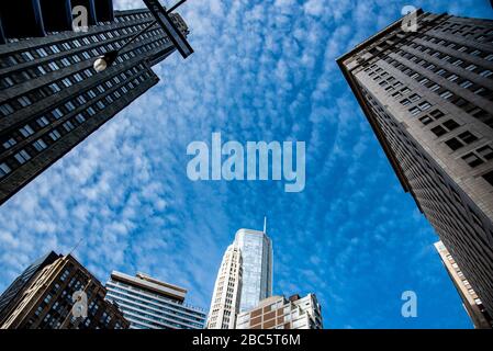 Chicago ist für seine Wolkenkratzer bekannt, von denen einige in diesem Bild zu sehen sind Stockfoto