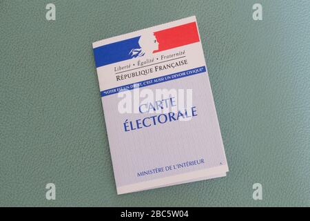 Primelin - Frankreich, 12. März 2020: Französische Wahlkarte Stockfoto