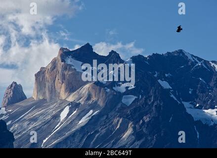 Torres del Paine Nationalpark, Blick auf Cuernos del Paine Stockfoto