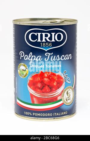 Cirio Tuscan Gehackte Tomaten Stockfoto