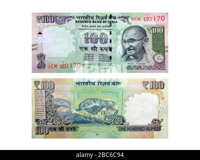 Indische Währung von 100 Rupien Stockfoto